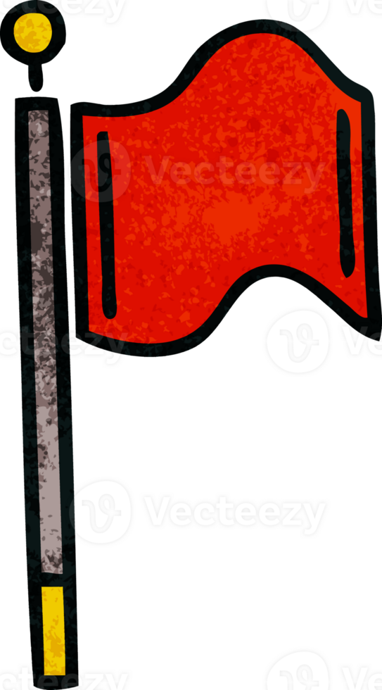 retro grunge texture cartoon of a red flag png