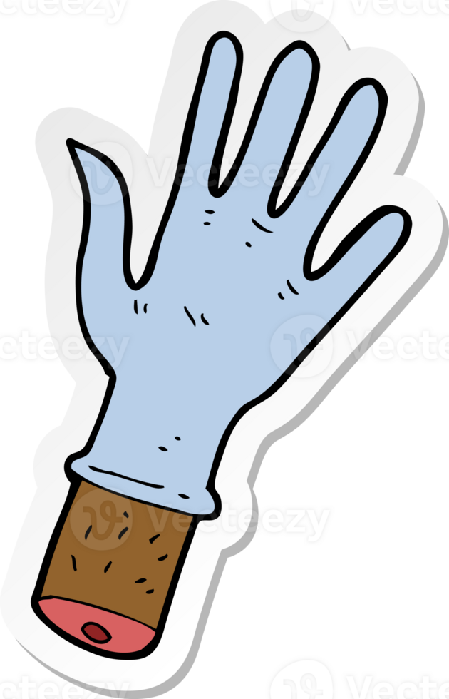 sticker of a cartoon hand with rubber glove png