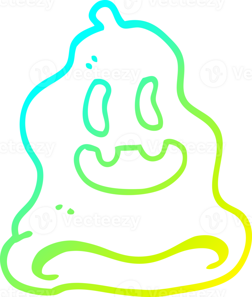 cold gradient line drawing of a cartoon spooky ghost png