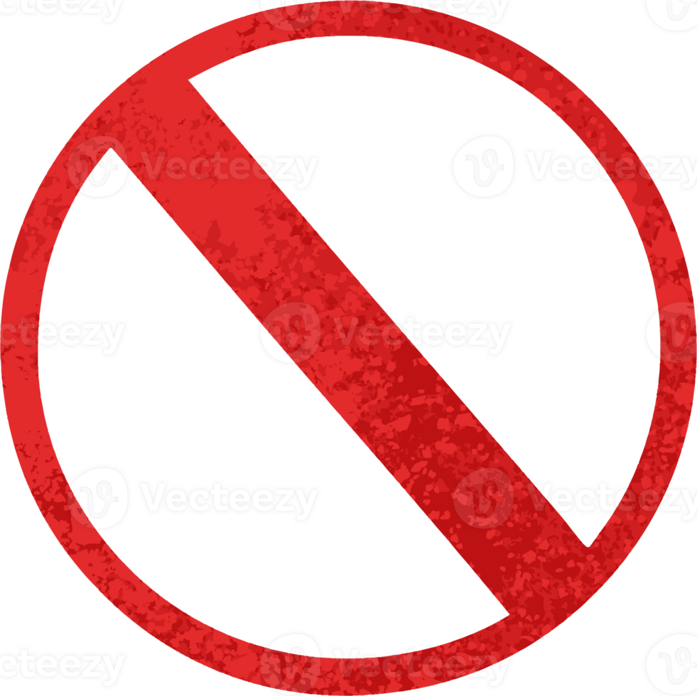 retro illustration style cartoon of a not allowed sign png