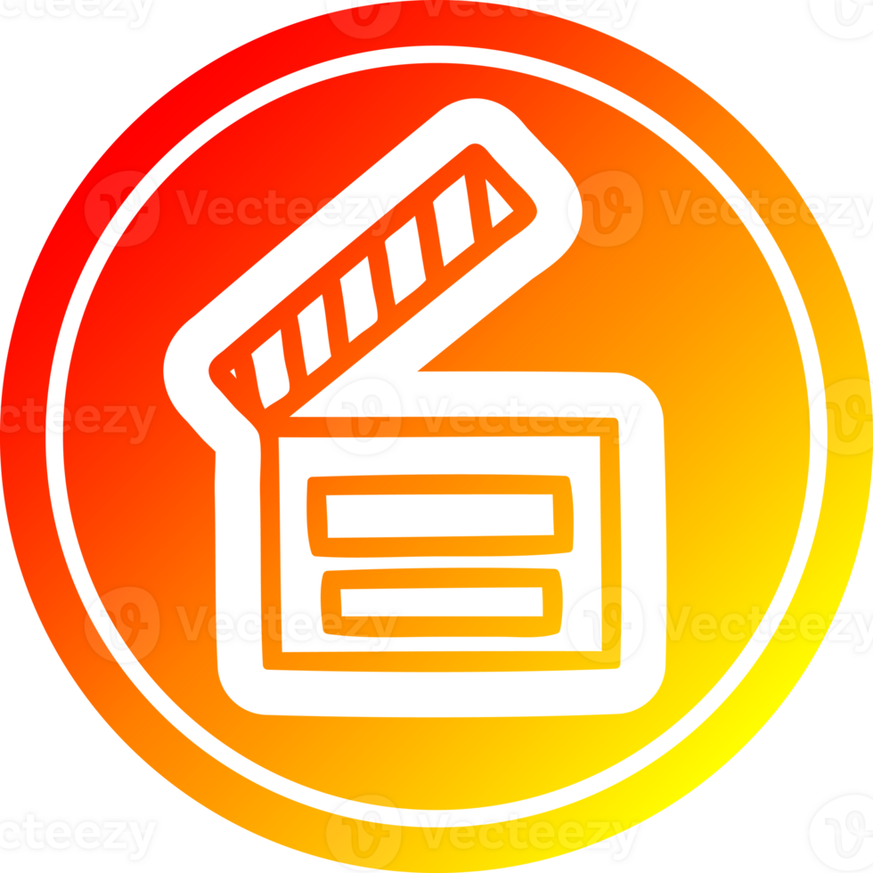 movie clapper board circular icon with warm gradient finish png