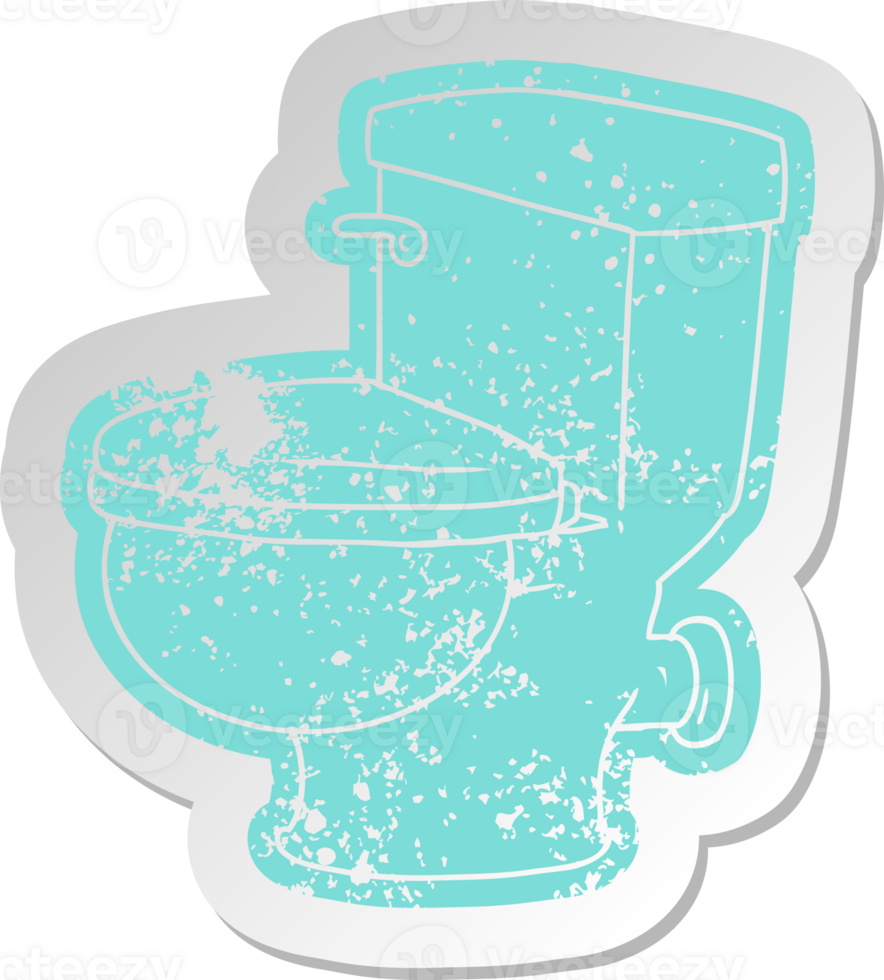 distressed old cartoon sticker of a bathroom toilet png
