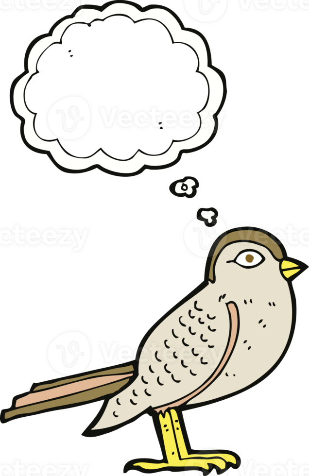 cartoon garden bird with thought bubble png