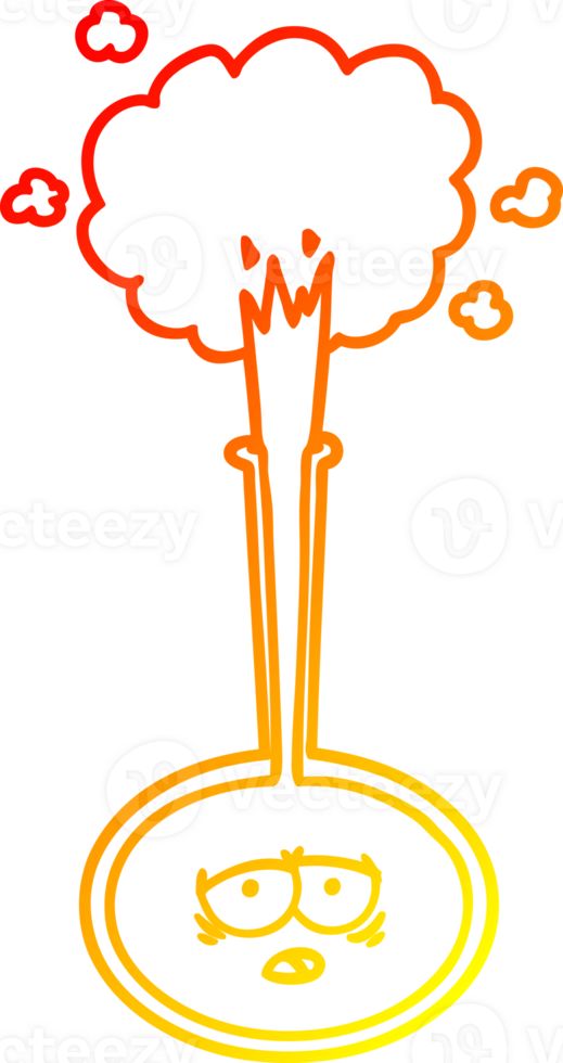 warm gradient line drawing of a cartoon tired science experiment png