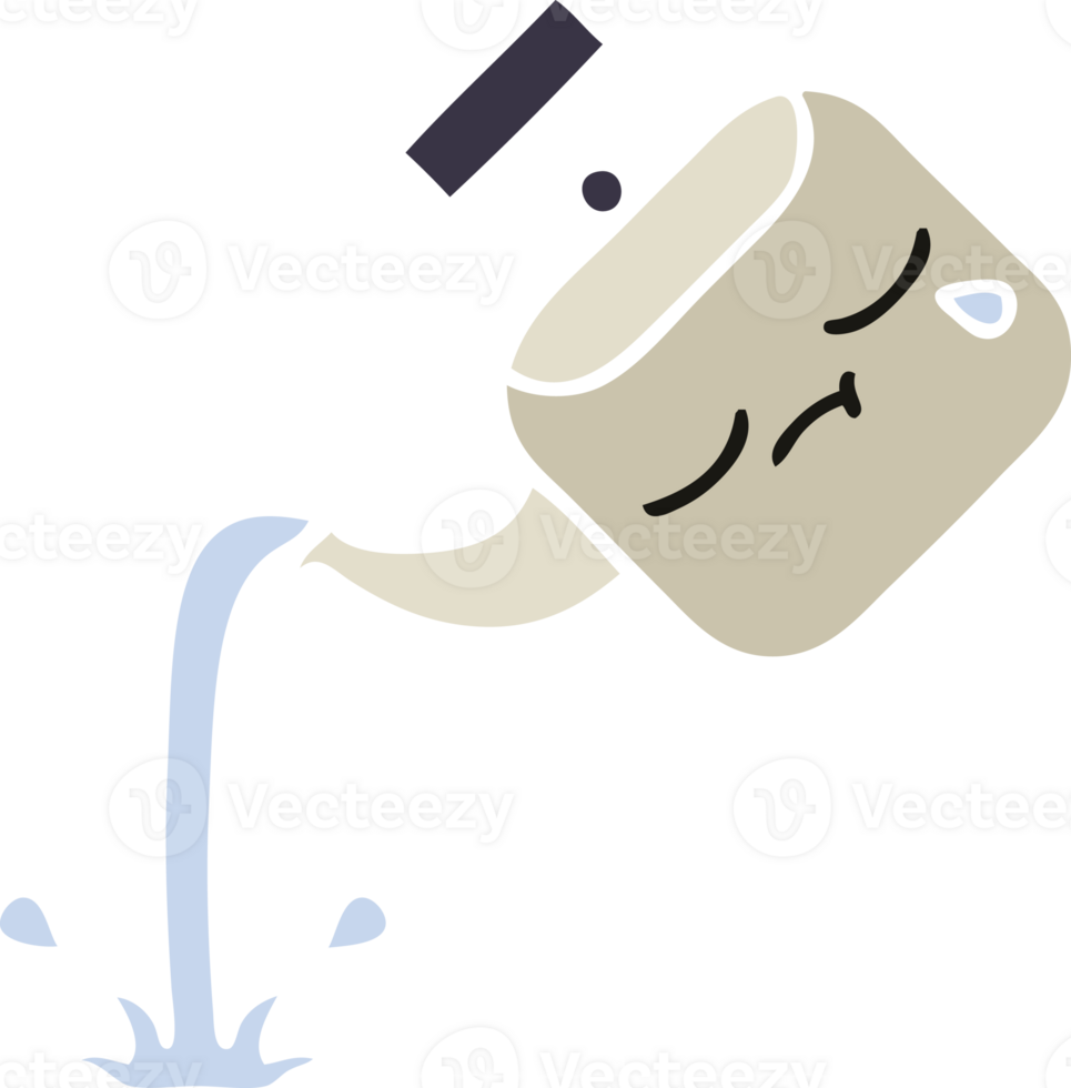 flat color retro cartoon of a pouring kettle png