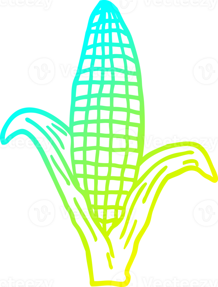 cold gradient line drawing of a cartoon healthy corn png