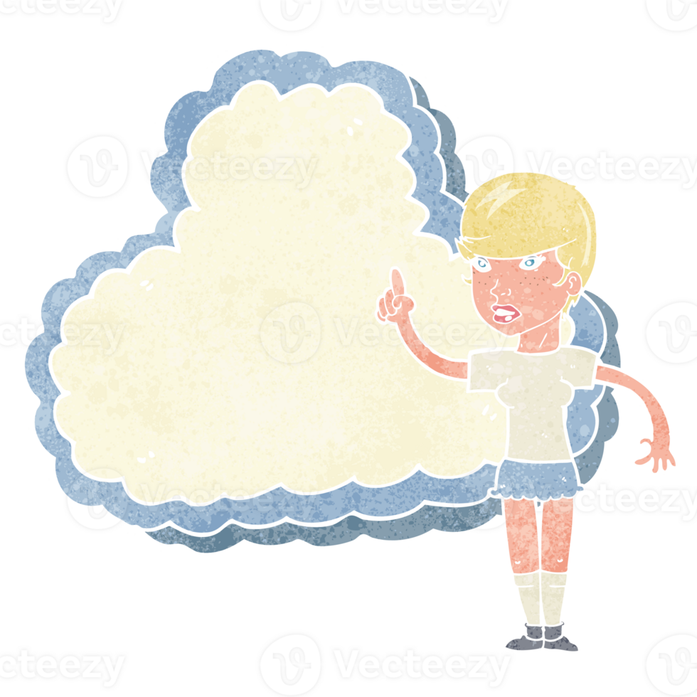woman standing in front of cloud with space for text png