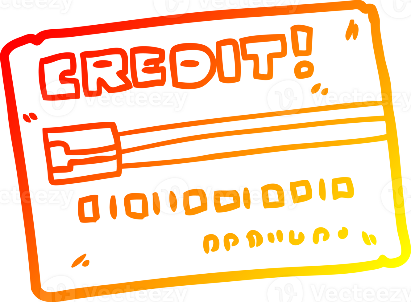 warm gradient line drawing of a cartoon credit card png