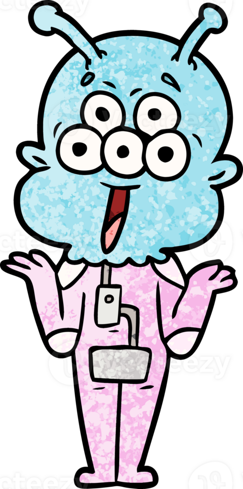 happy cartoon alien shrugging shoulders png