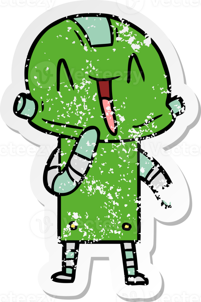 distressed sticker of a cartoon robot png