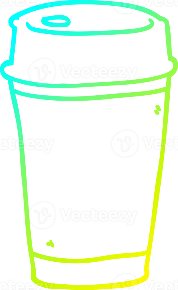 cold gradient line drawing of a cartoon take out coffee png