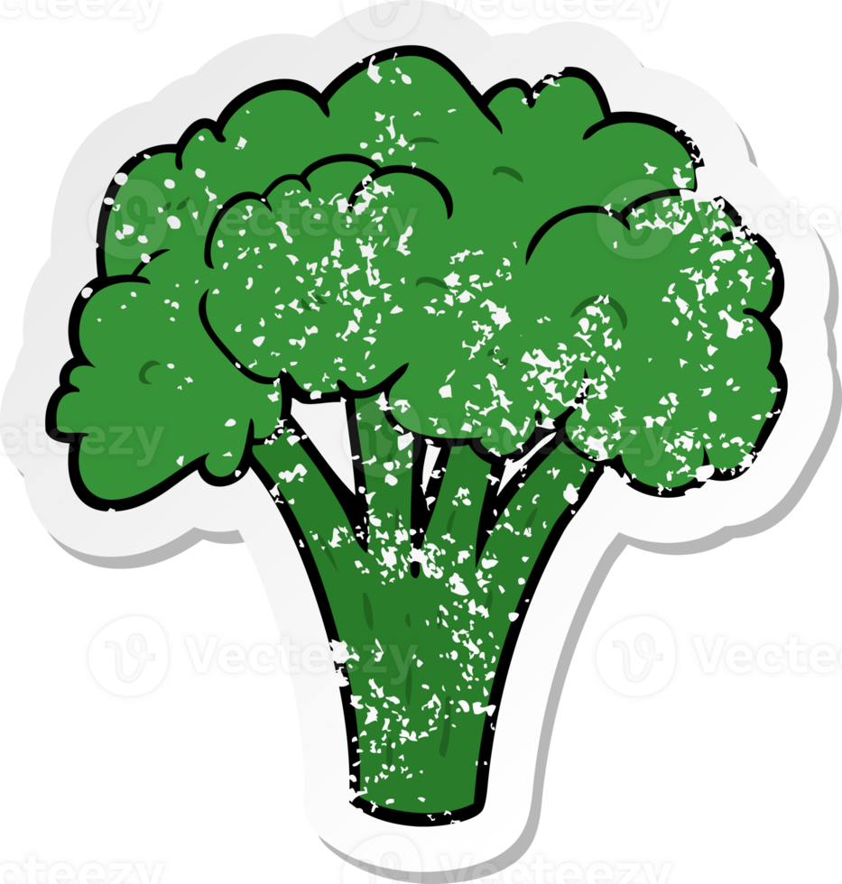 distressed sticker of a cartoon brocoli png