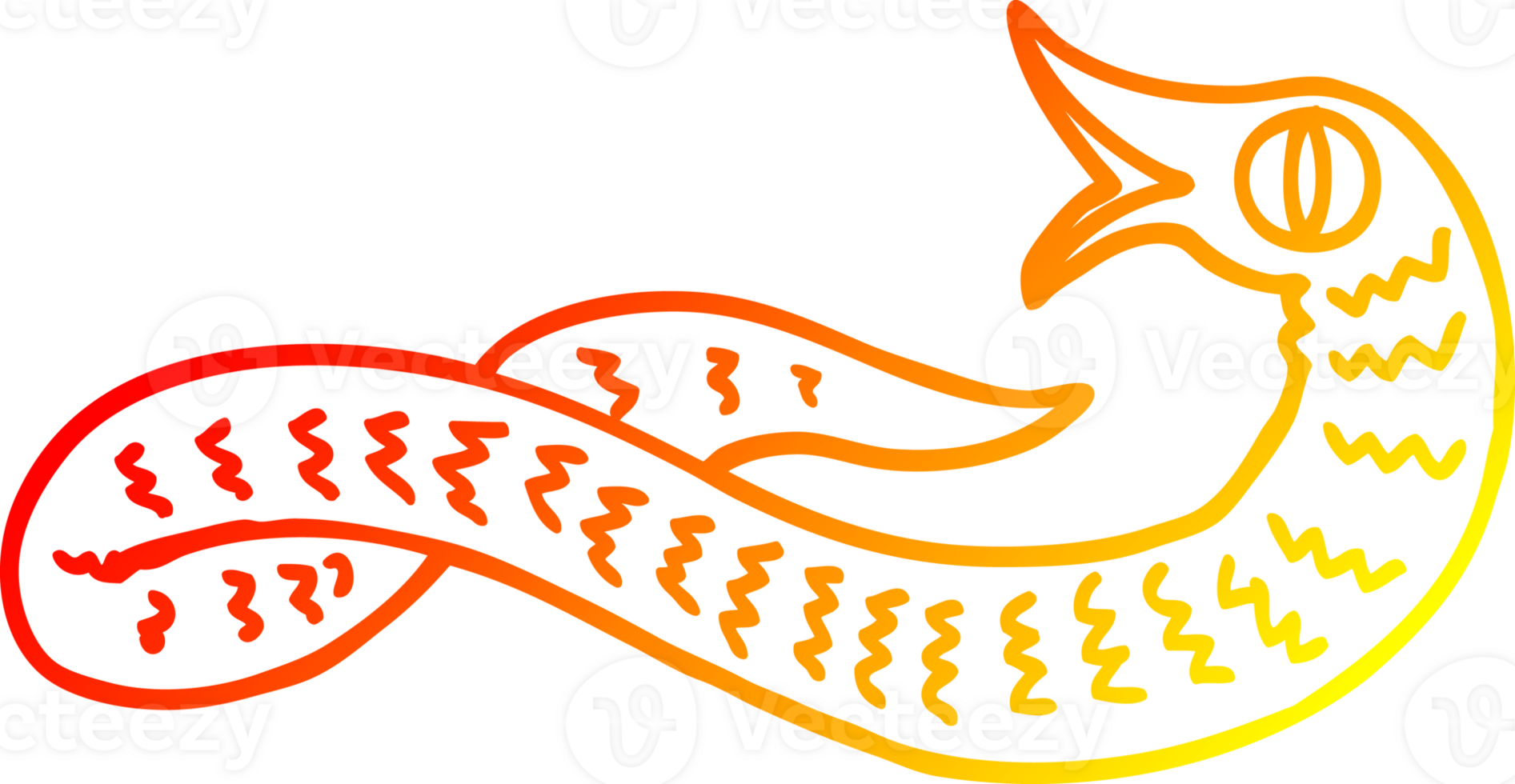 warm gradient line drawing of a cartoon medieval snake png