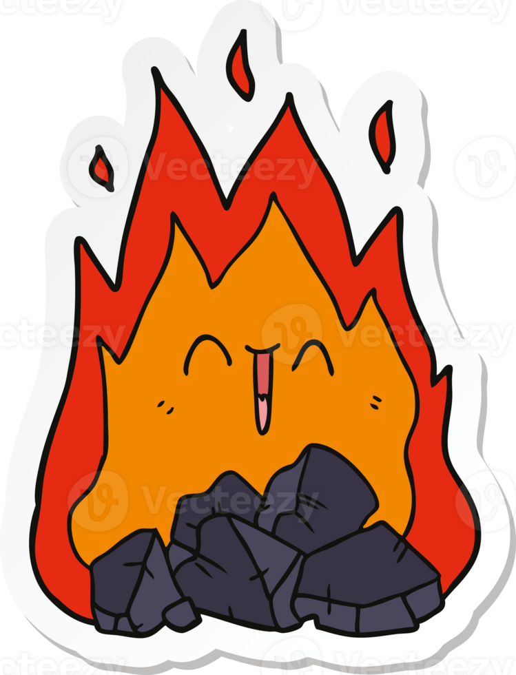 sticker of a cartoon blazing coal fire png