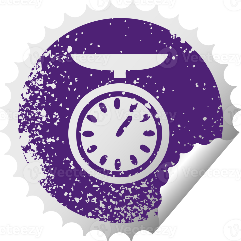 distressed circular peeling sticker symbol of a weighing scale png