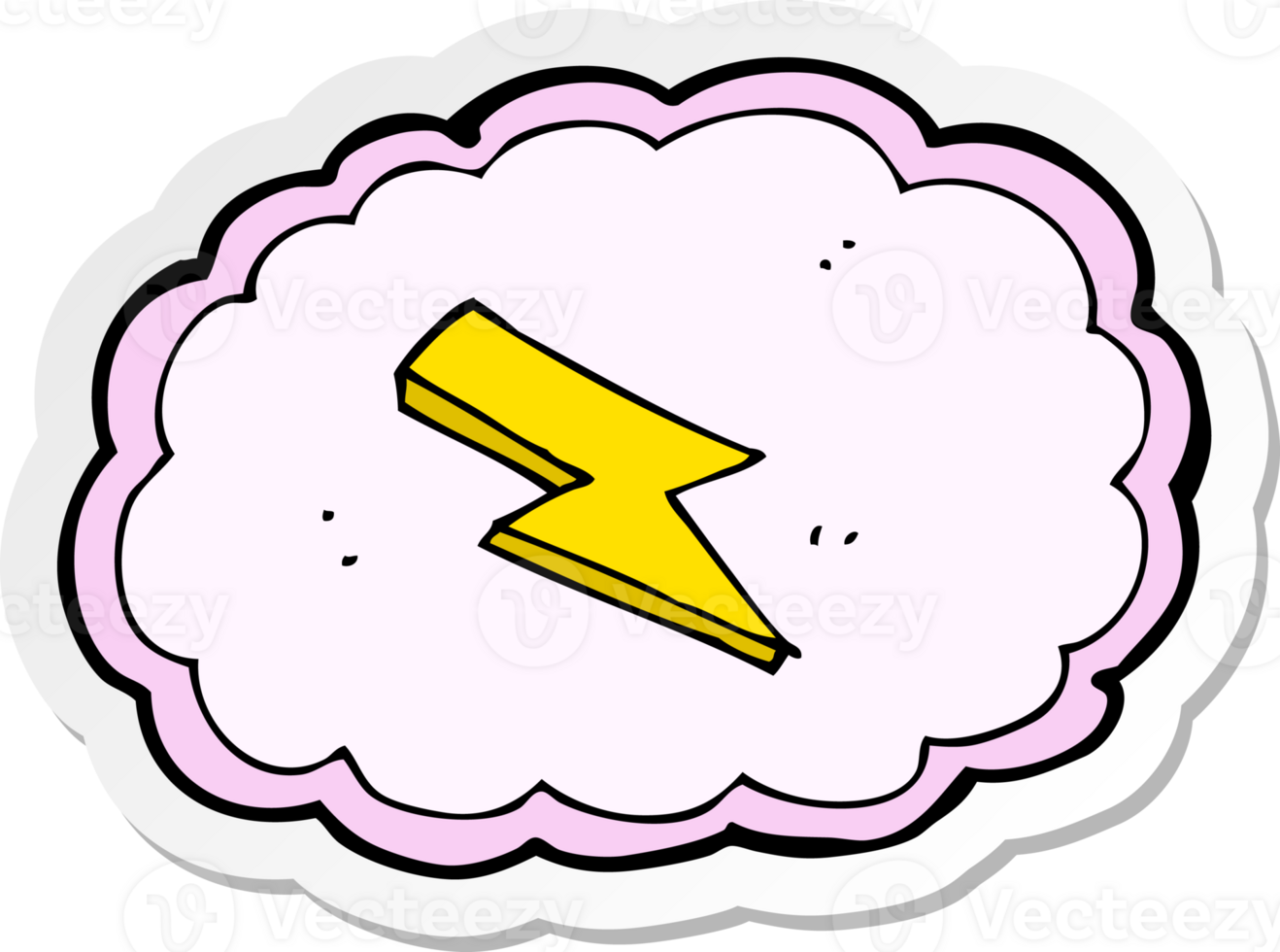sticker of a cartoon cloud and lightning bolt symbol png