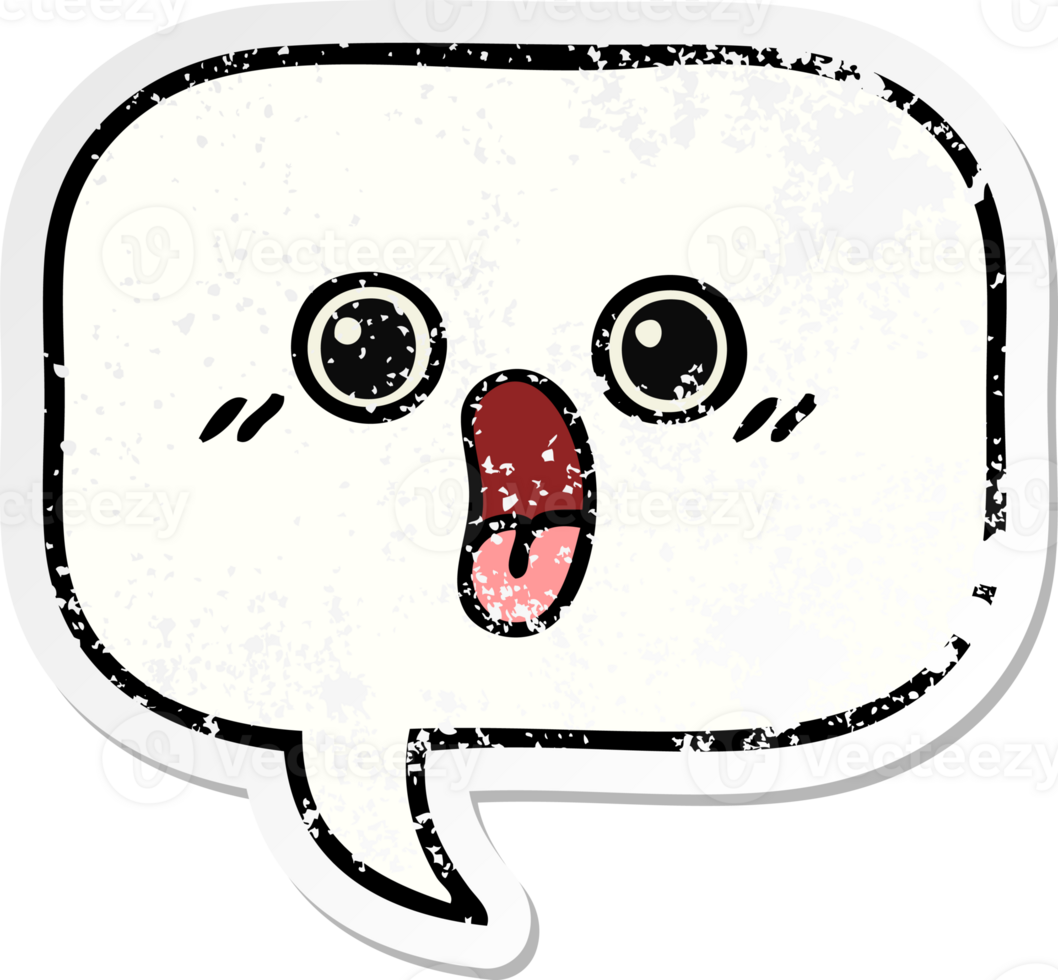distressed sticker of a cute cartoon speech bubble png