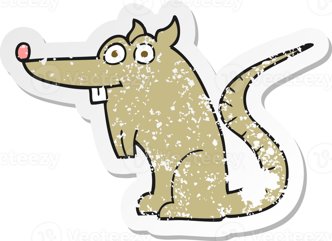 retro distressed sticker of a cartoon rat png
