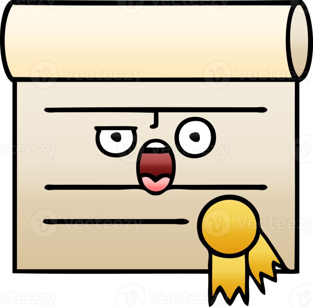 gradient shaded cartoon of a certificate png