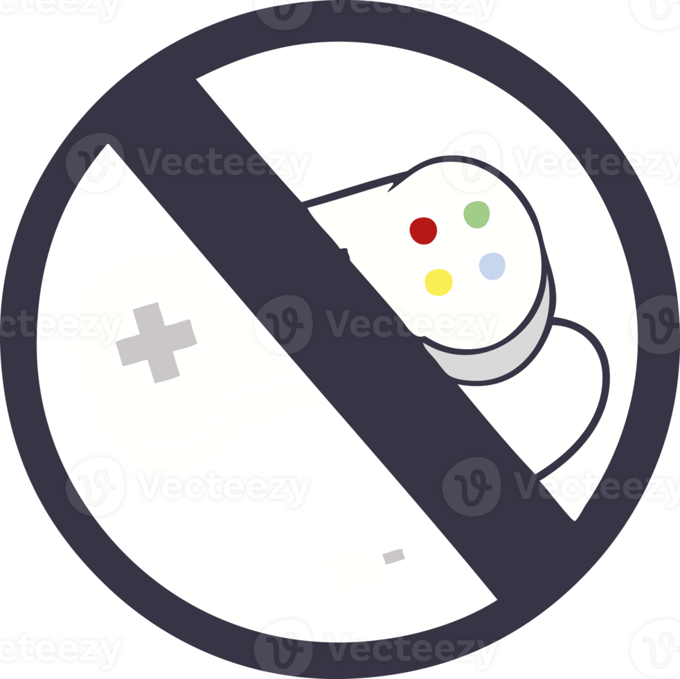 flat color retro cartoon of a no gaming sign png