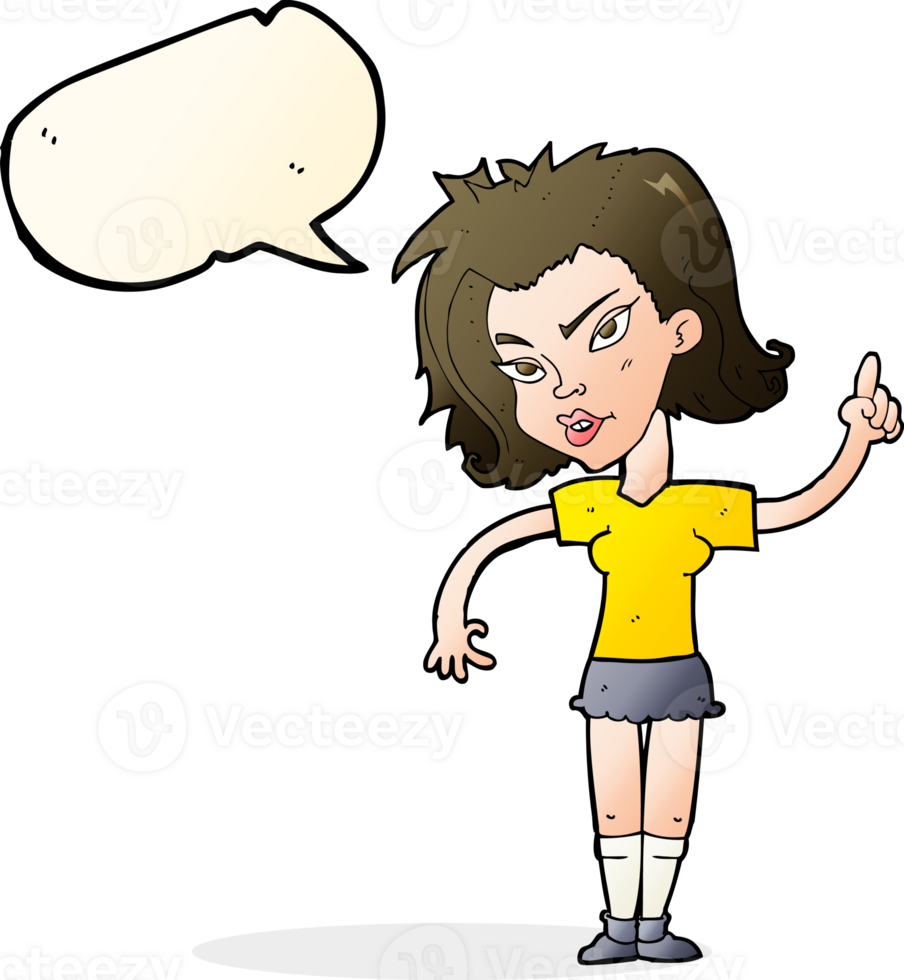 cartoon woman with idea with speech bubble png