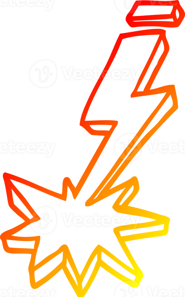 warm gradient line drawing of a cartoon thunder bolt png