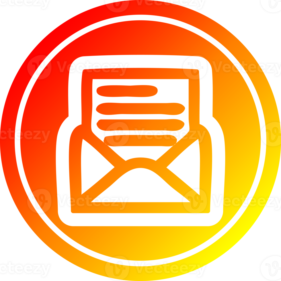 envelope carta circular ícone com caloroso gradiente terminar png