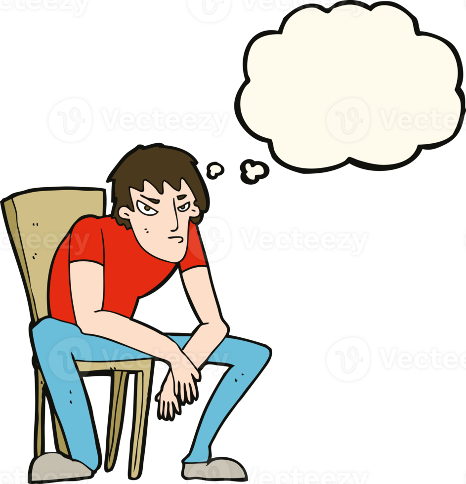 cartoon dejected man with thought bubble png