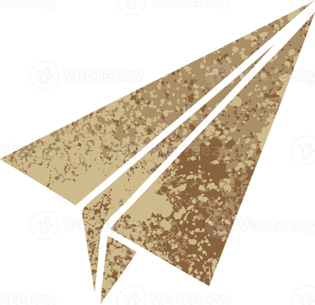 retro illustration style cartoon of a paper aeroplane png