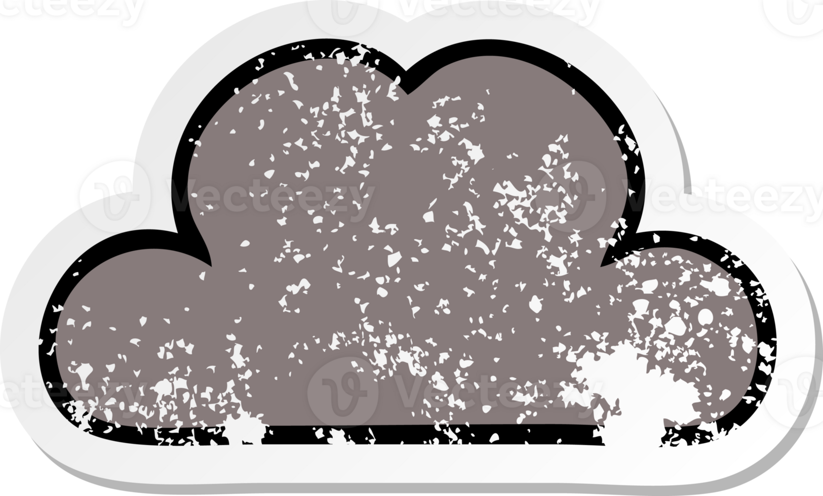 distressed sticker of a cute cartoon storm cloud png
