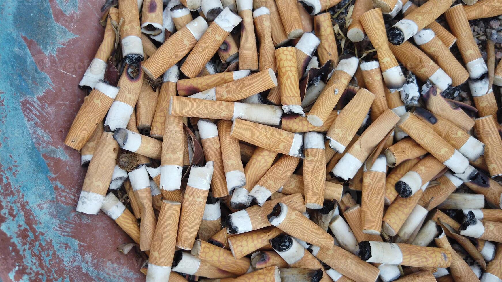 of a jar full of cigarette butts photo