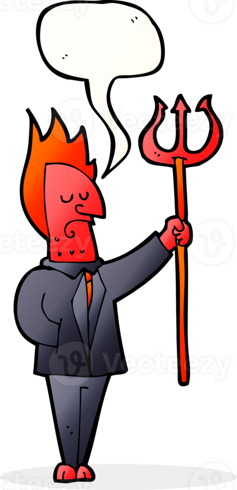 cartoon devil with pitchfork with speech bubble png