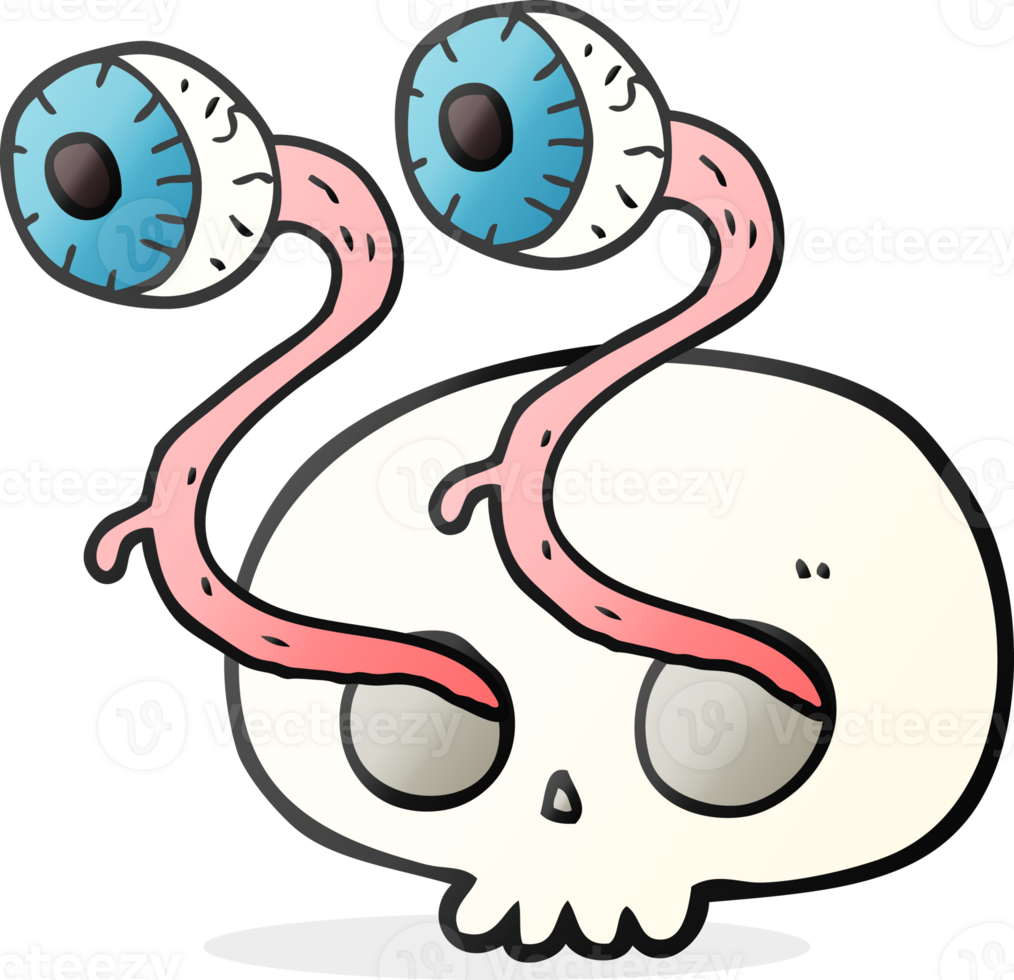 gross  hand drawn cartoon skull with eyeballs png