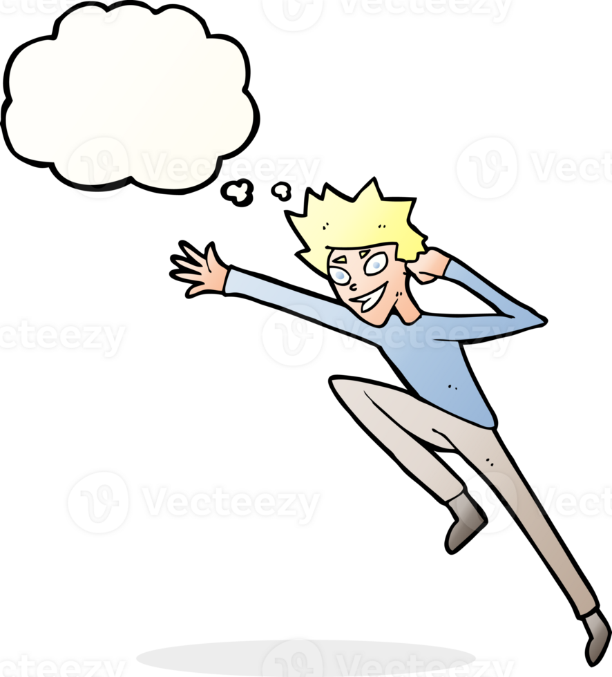 cartoon jumping man with thought bubble png