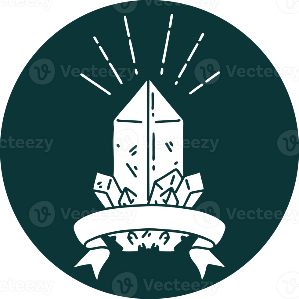 icon of a tattoo style quartz crystal png