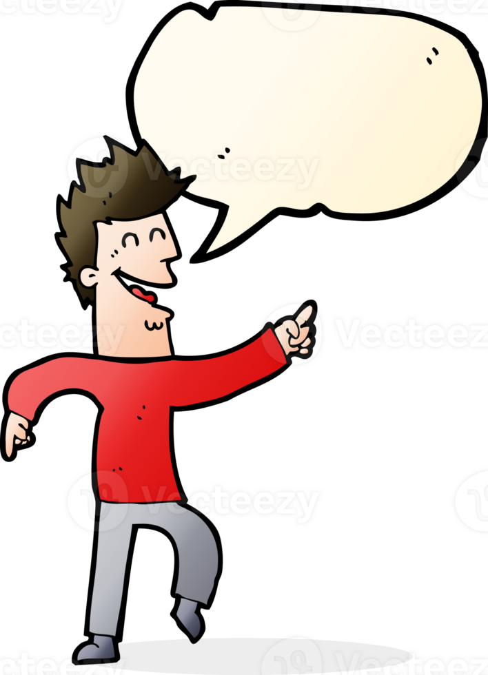 cartoon man pointing and laughing with speech bubble png