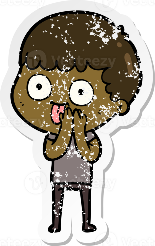 distressed sticker of a cartoon man staring png