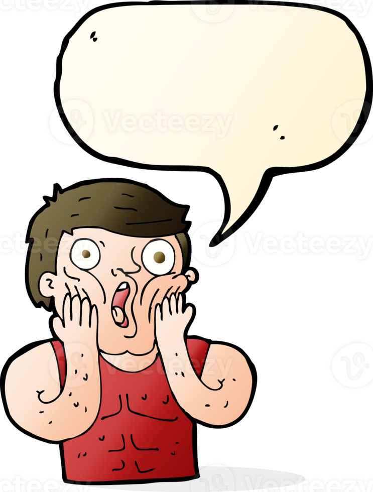 cartoon shocked gym man with speech bubble png