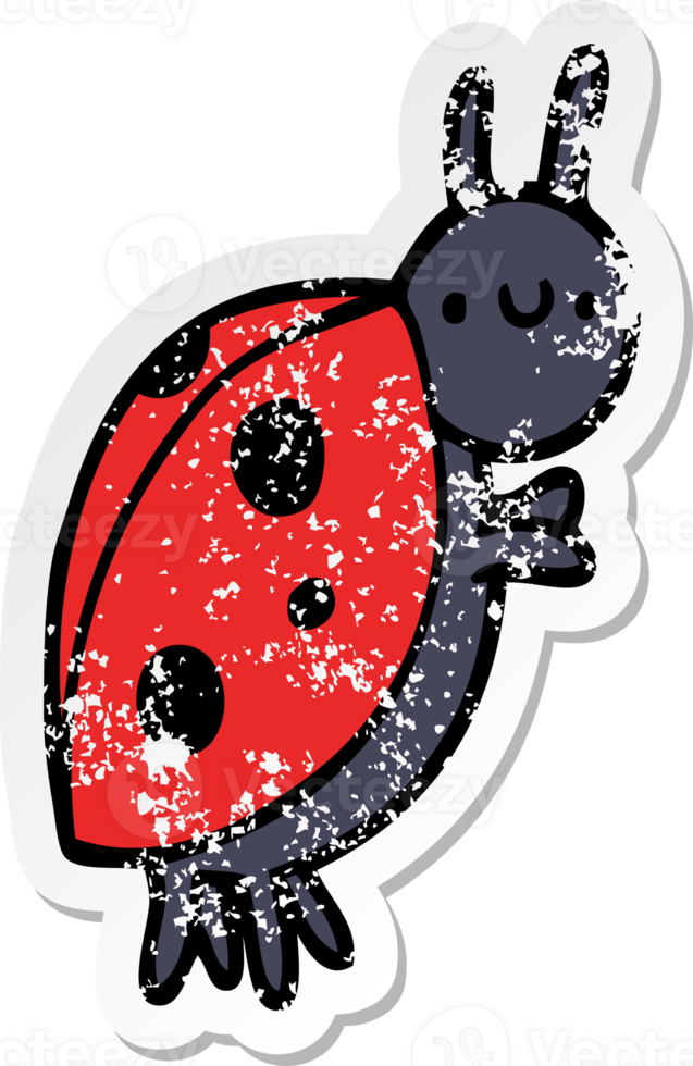 distressed sticker of a cartoon ladybug png