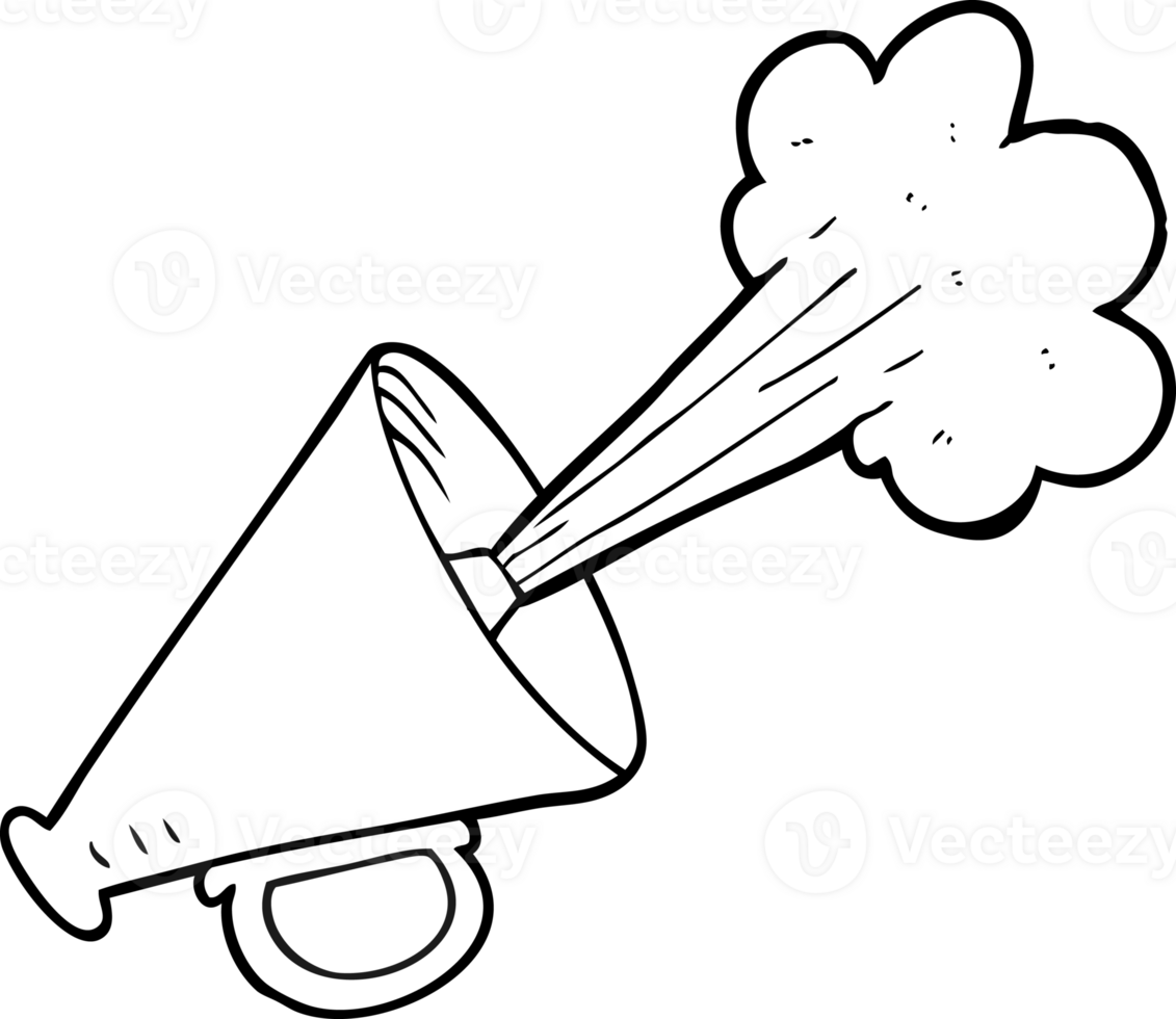 hand drawn black and white cartoon loudhailer png