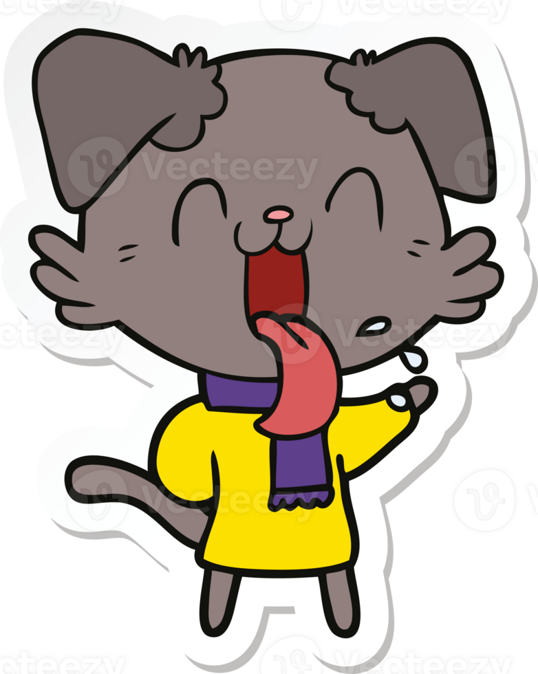sticker of a cartoon panting dog png