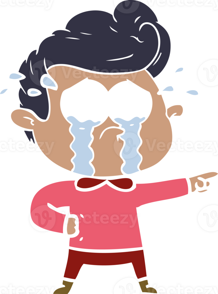 flat color style cartoon crying man png