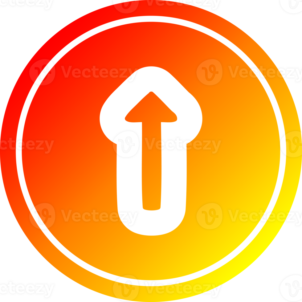 pointing arrow circular icon with warm gradient finish png