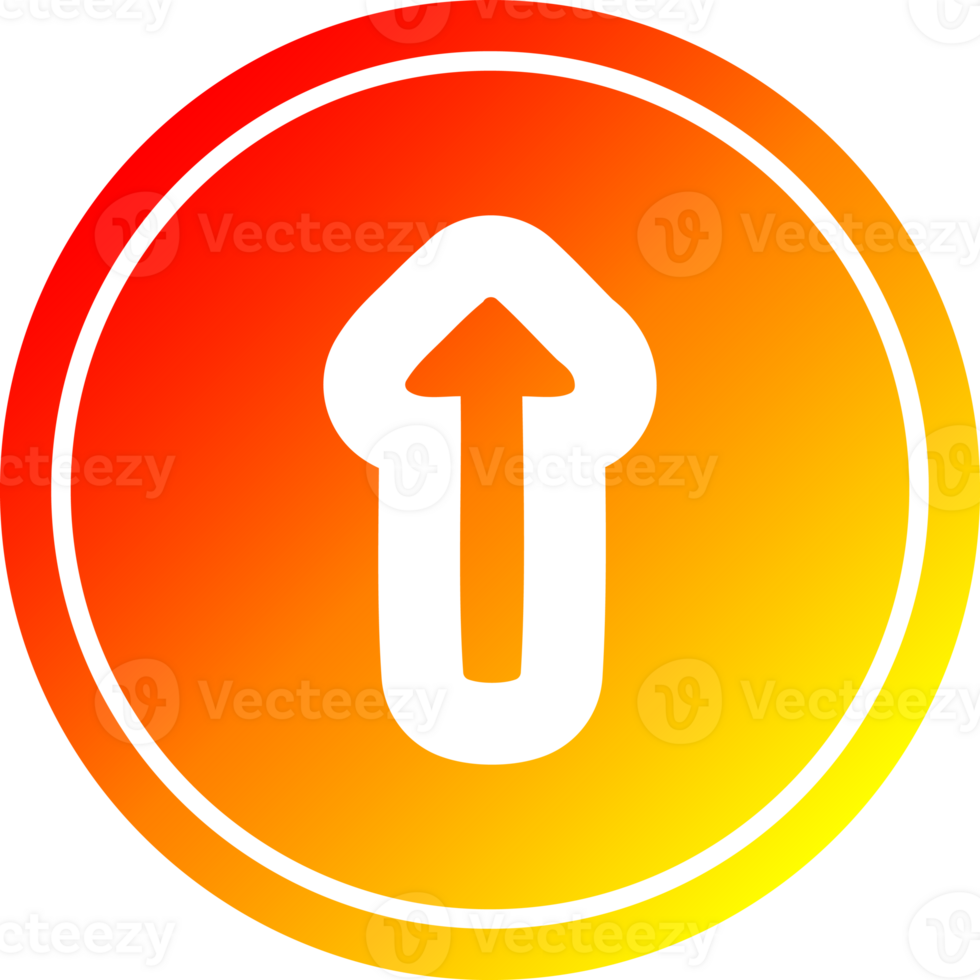 señalando flecha circular icono con calentar degradado terminar png