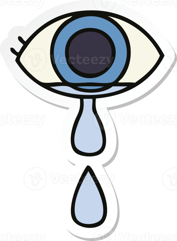 sticker of a cute cartoon crying eye png