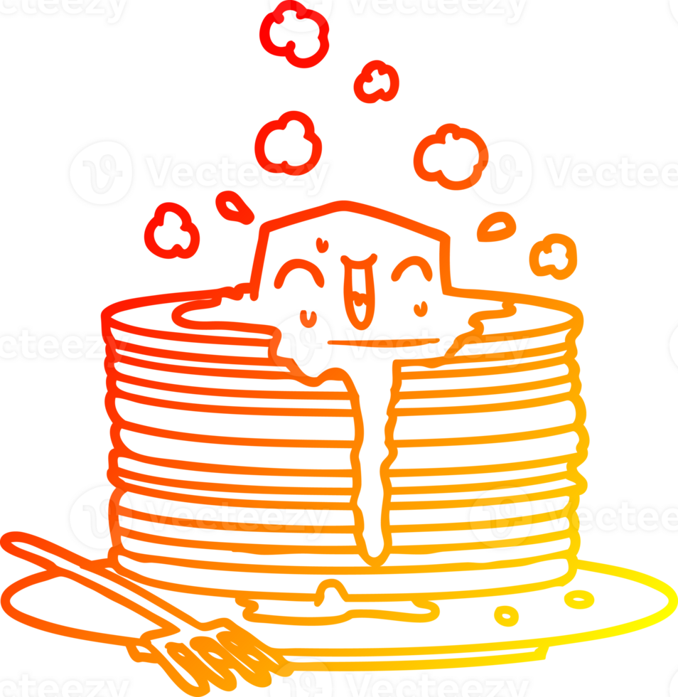 warm gradient line drawing of a stack of tasty pancakes png