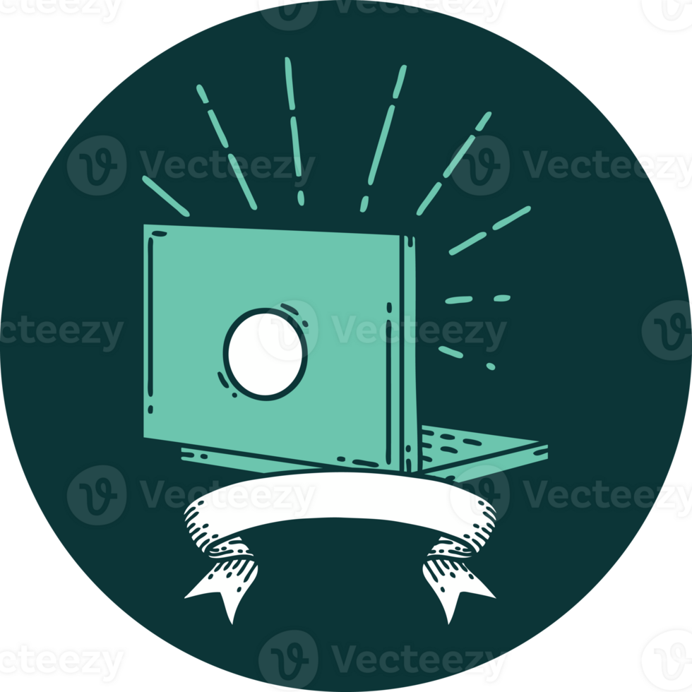 icon of a tattoo style laptop computer png