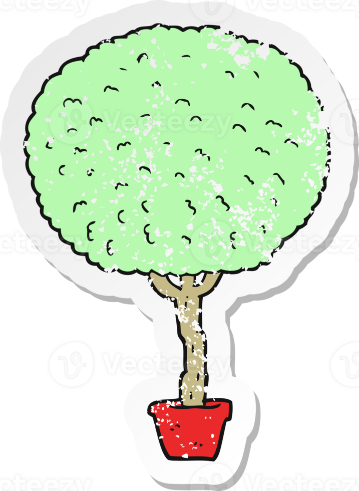 retro distressed sticker of a cartoon tree png
