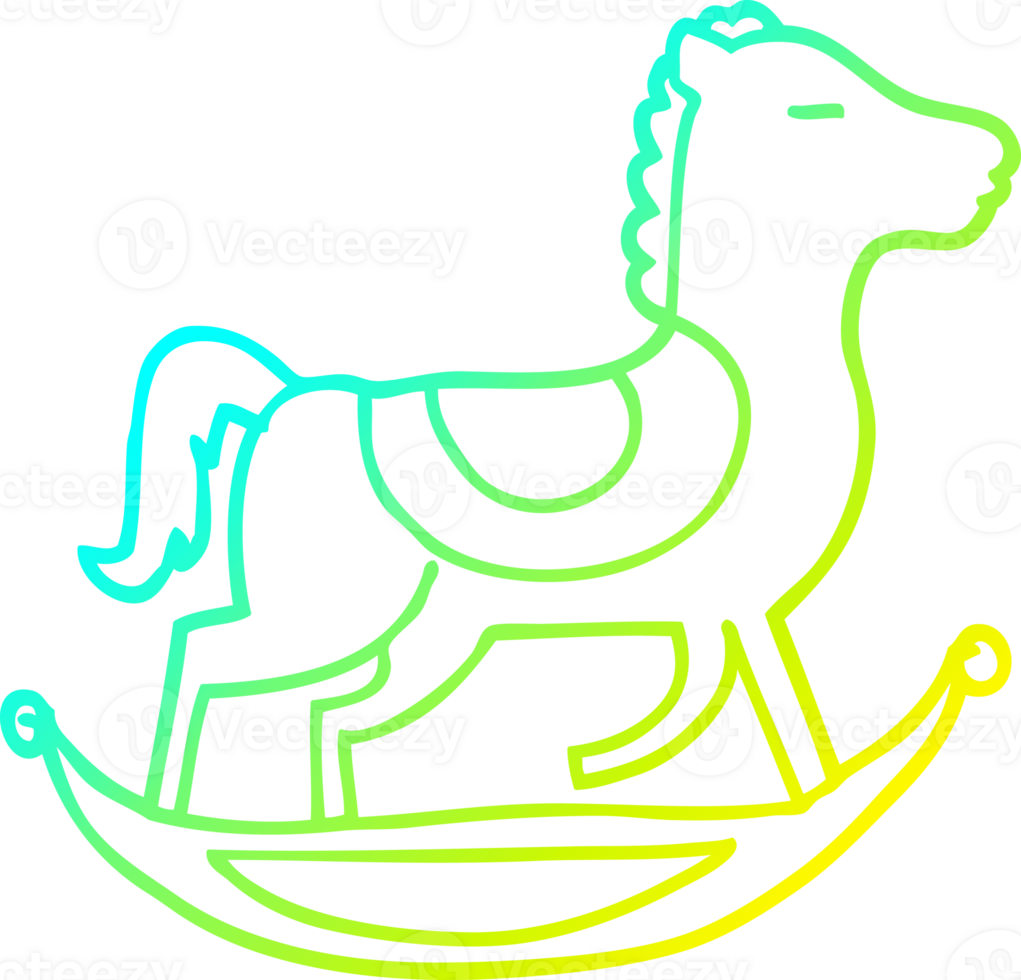 cold gradient line drawing of a cartoon rocking horse png