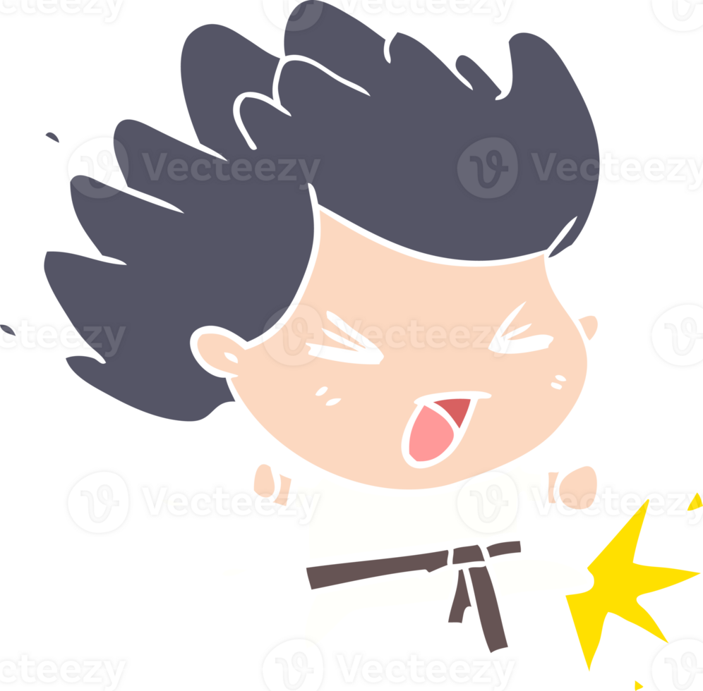 cute flat color style cartoon kicking karate champion png